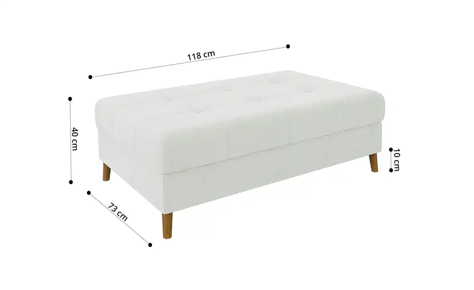 Ecksofa mit Hocker, Bild mit Text