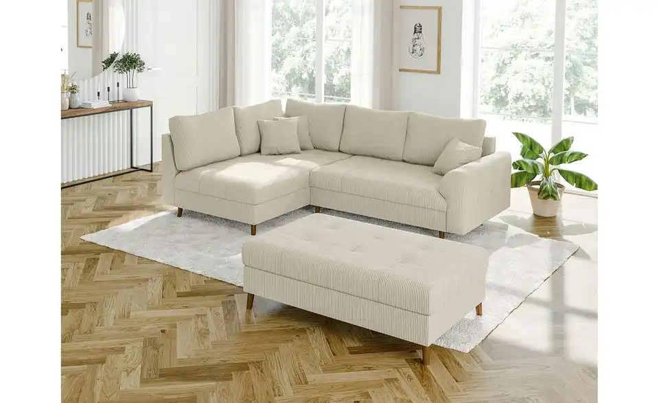 S-STYLE Ecksofa mit Hocker Maya, in Wohnsituation