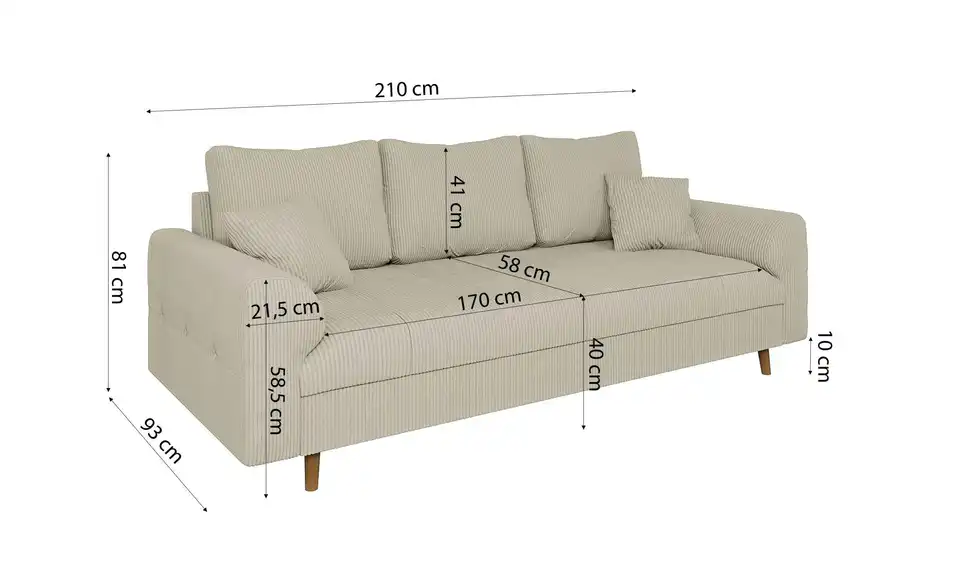 Einzelsofa, Bemaßung