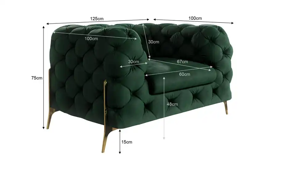 Chesterfield Sessel, Bemaßung