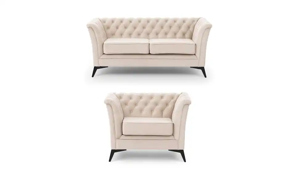 S-STYLE Chesterfield Polstergarnitur 2+1 Wilhelm, Frontansicht