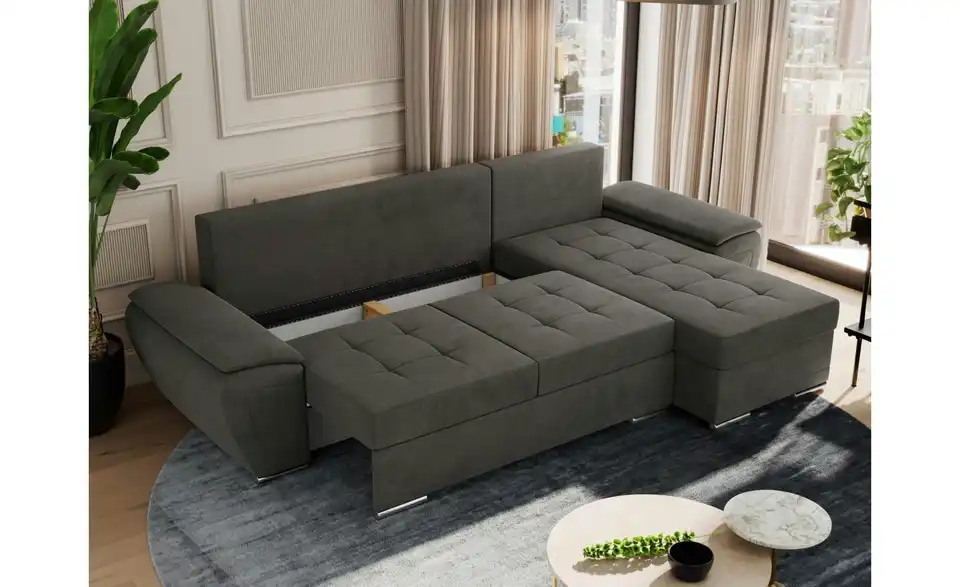 Ecksofa Dunkelgrau, Funktionsansicht