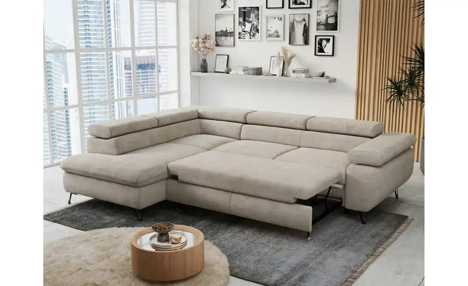 Ecksofa Beige Peter, in Wohnsituation