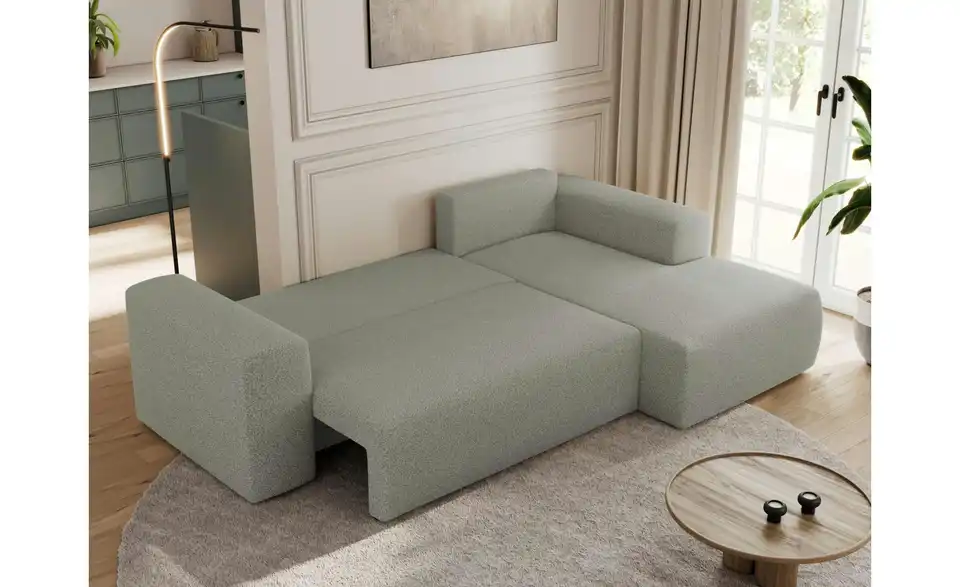 Ecksofa Hellgrau, in Wohnsituation