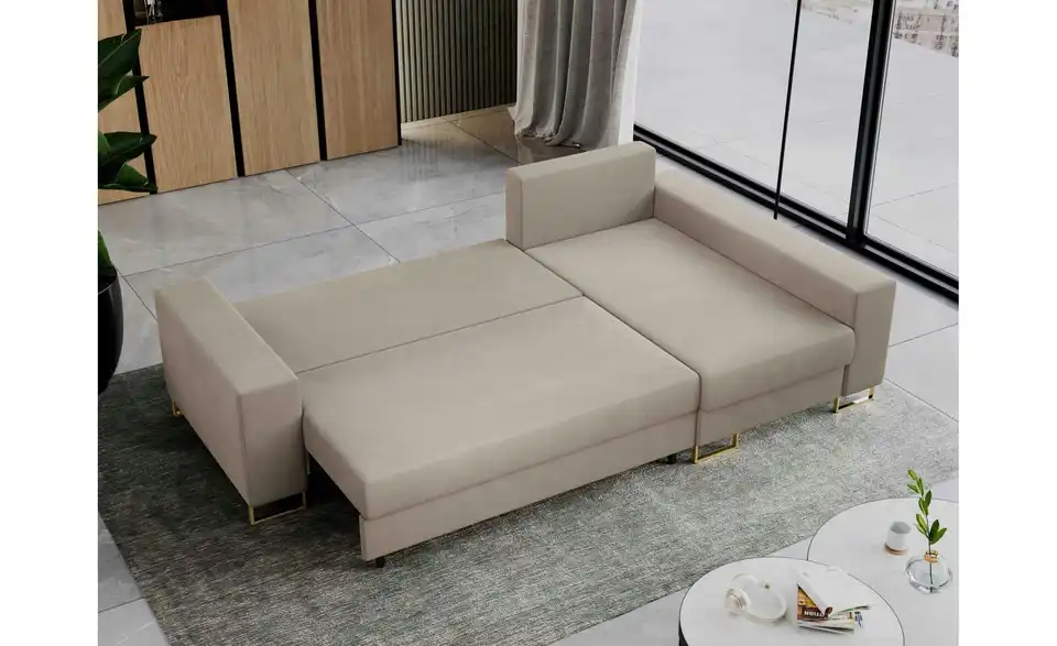 Ecksofa Beige, in Wohnsituation