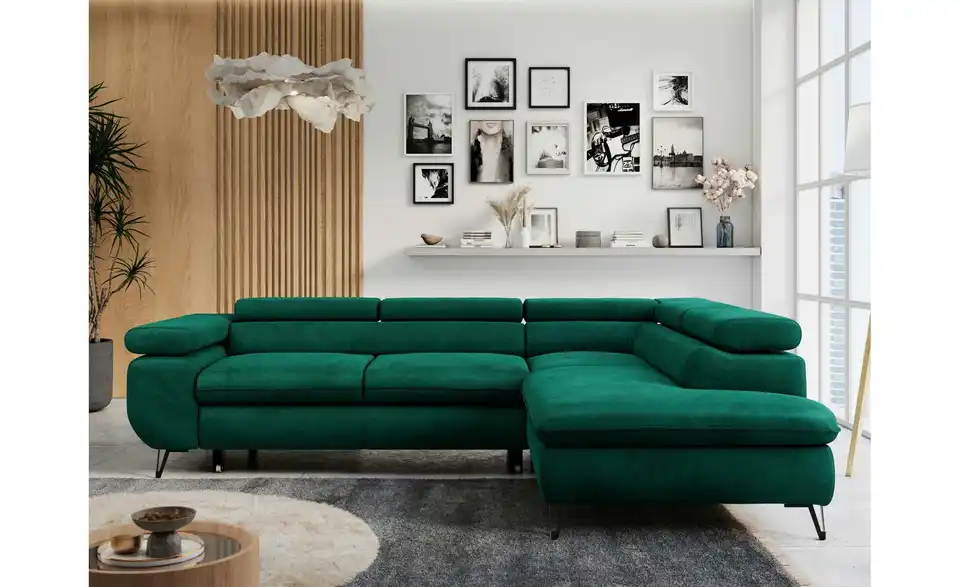 Ecksofa Dunkelgrün Peter, in Wohnsituation