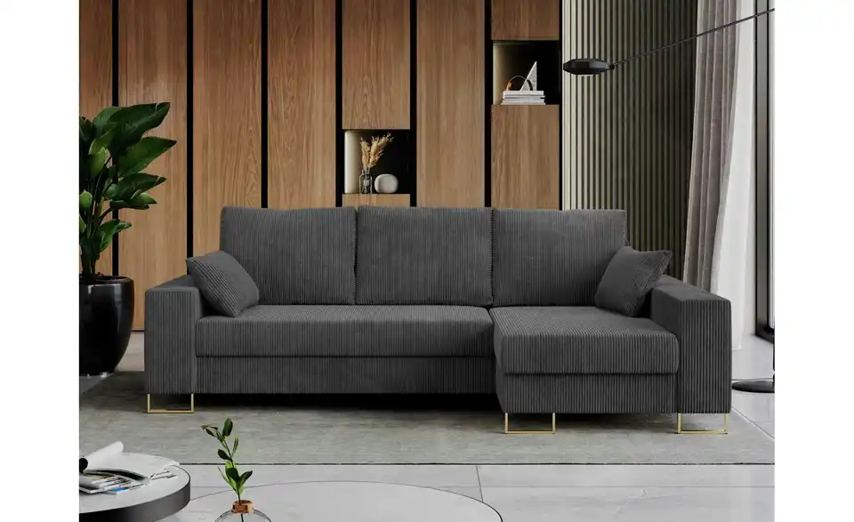 Ecksofa Dunkelgrau, in Wohnsituation