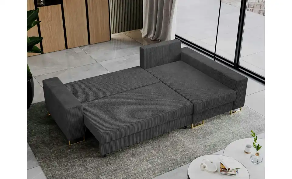 Ecksofa Dunkelgrau, in Wohnsituation