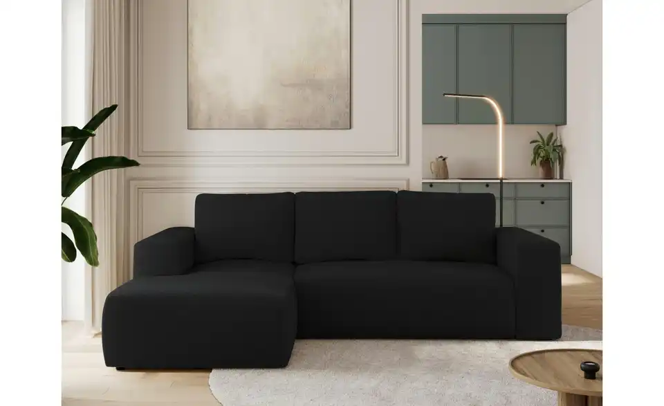 Ecksofa Schwarz, in Wohnsituation