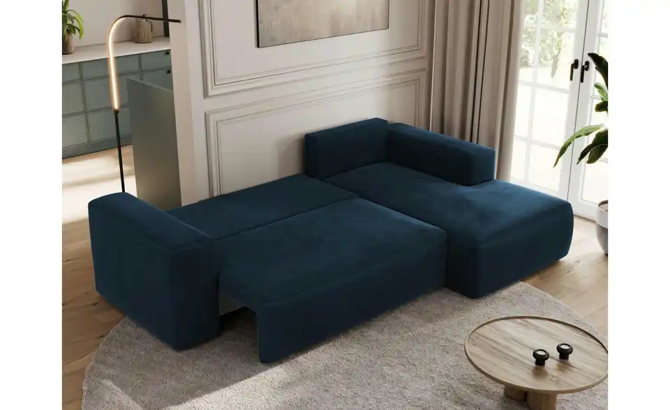 Ecksofa Dunkelblau, in Wohnsituation