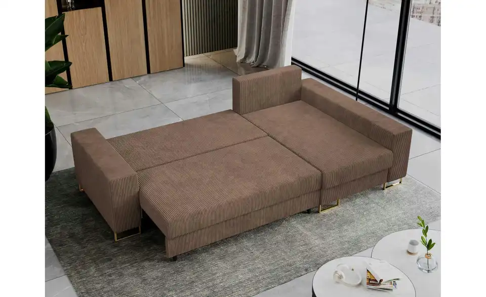 Ecksofa Hellbraun, in Wohnsituation