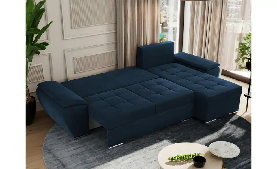 Ecksofa Dunkelblau, in Wohnsituation