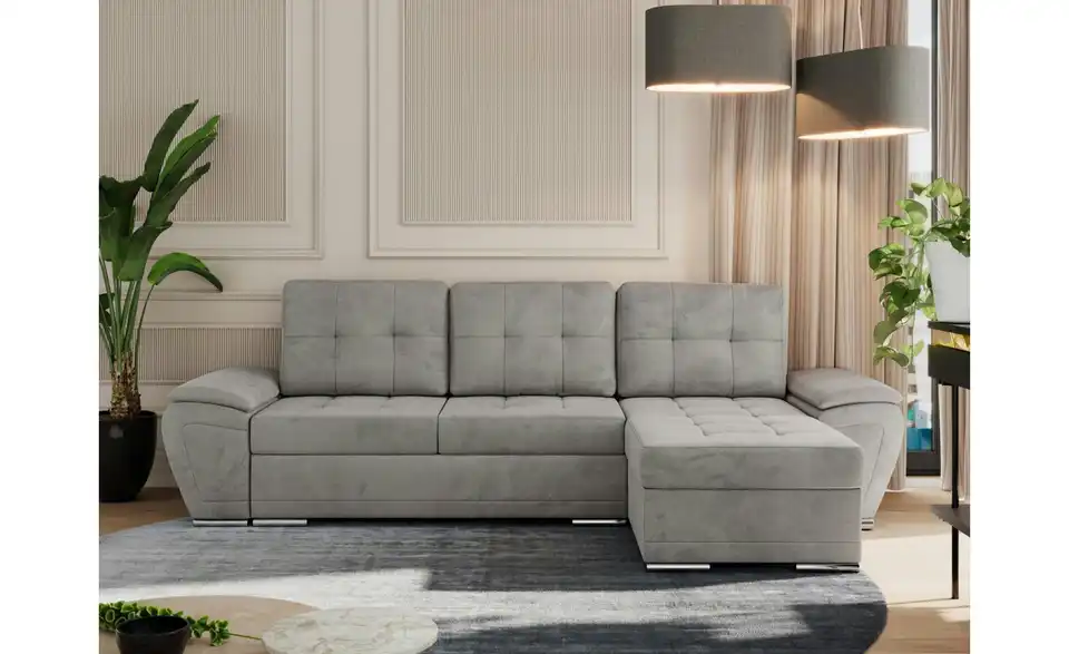 Ecksofa Hellgrau, in Wohnsituation