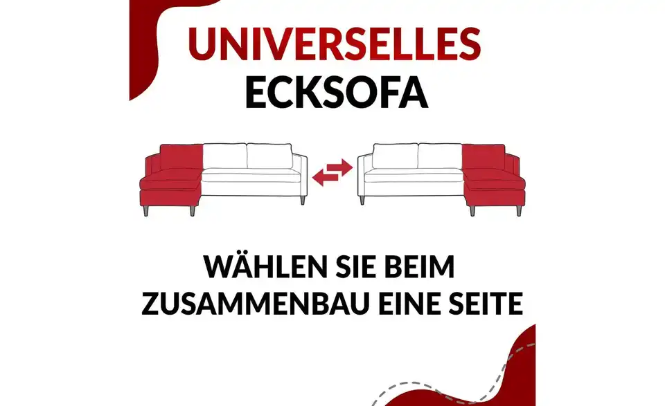 Ecksofa Dunkelbeige, Bild mit Text