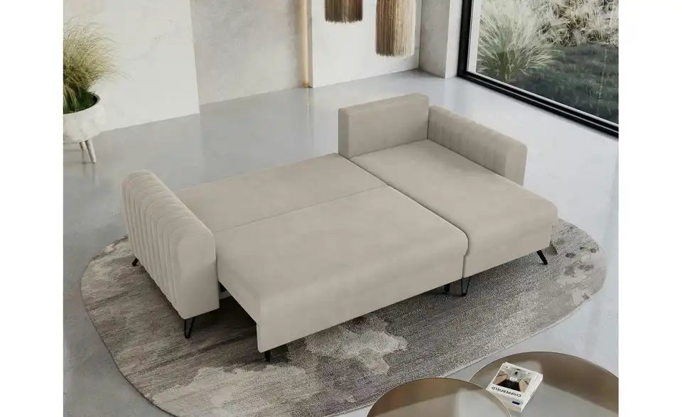 Ecksofa Dunkelbeige, in Wohnsituation