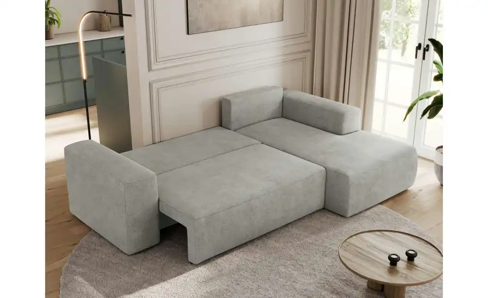 Ecksofa Hellgrau, in Wohnsituation