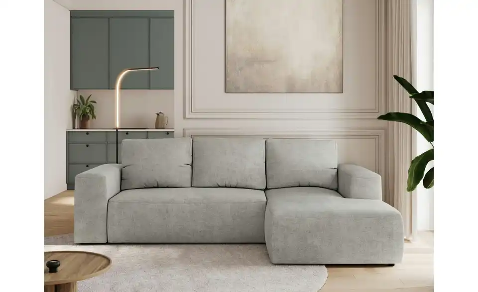 Ecksofa Hellgrau, in Wohnsituation