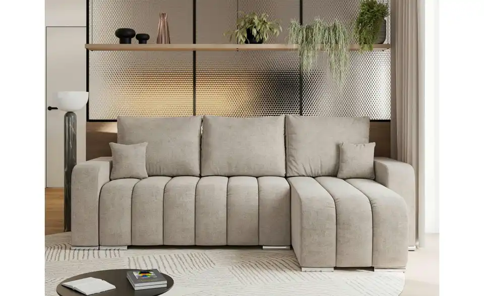 Ecksofa Beige, in Wohnsituation