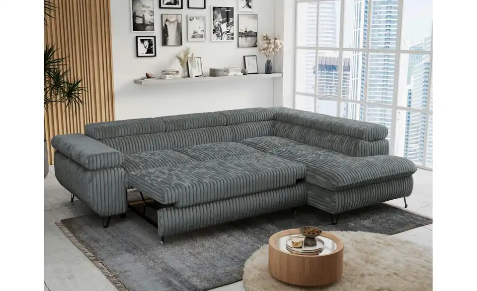 Ecksofa Dunkelgrau Peter, in Wohnsituation