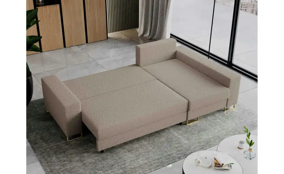 Ecksofa Hellbraun, in Wohnsituation