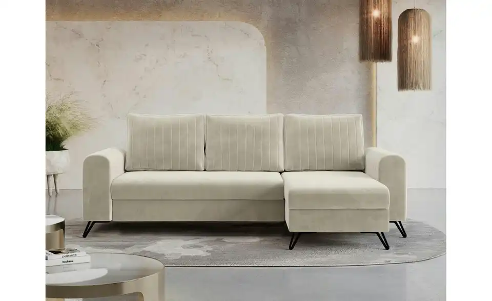 Ecksofa Beige, in Wohnsituation
