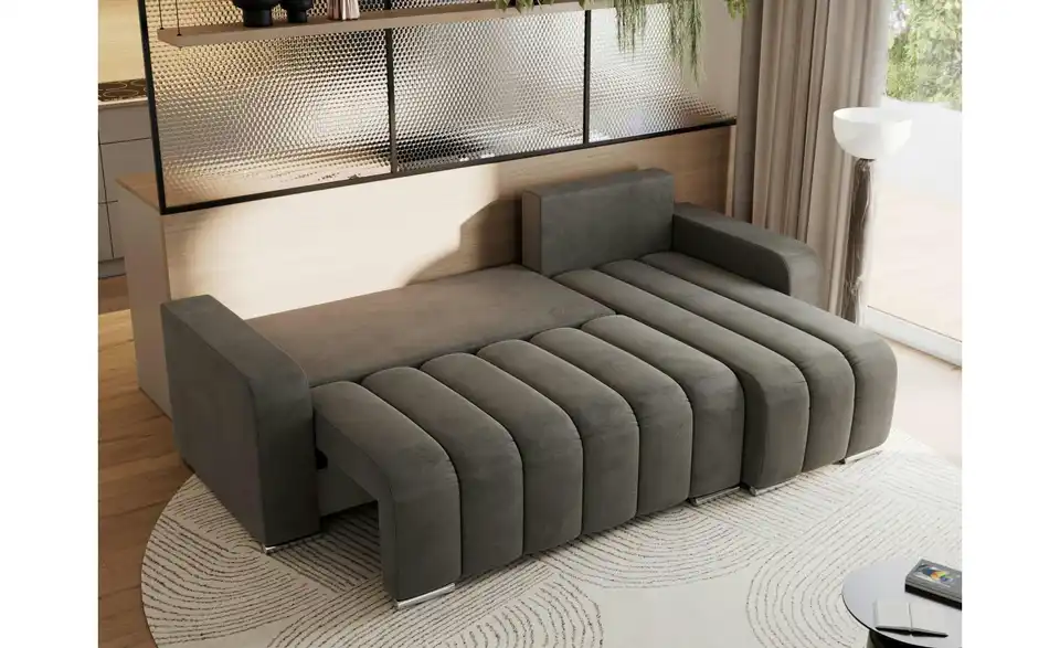 Ecksofa Dunkelgrau, in Wohnsituation