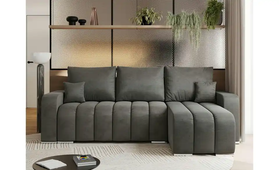 Ecksofa Dunkelgrau, in Wohnsituation