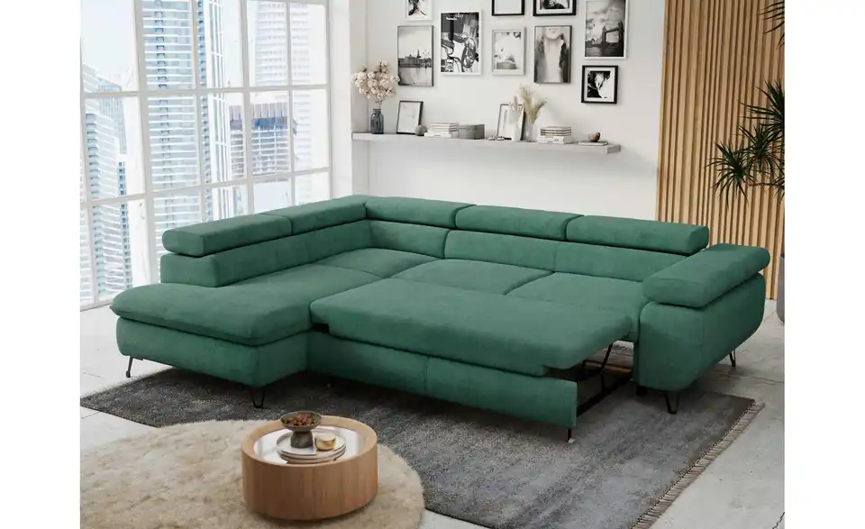 Ecksofa Grün Peter, in Wohnsituation