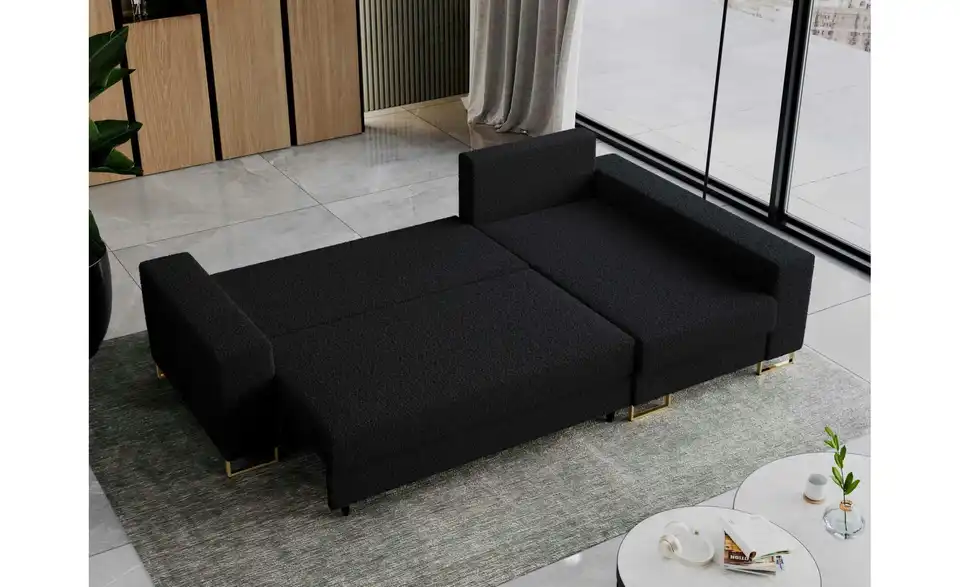 Ecksofa Schwarz, in Wohnsituation