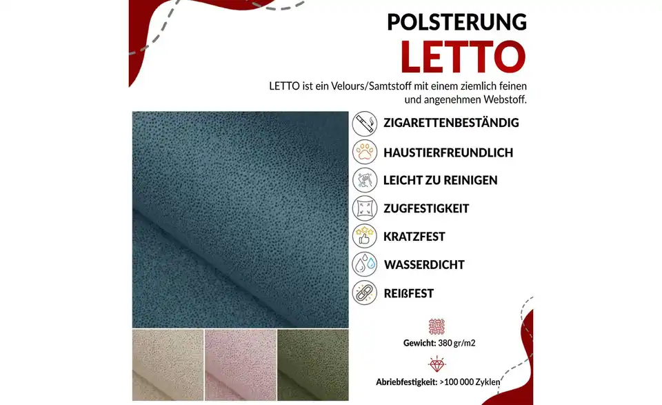 Ecksofa Rosa, Bild mit Text