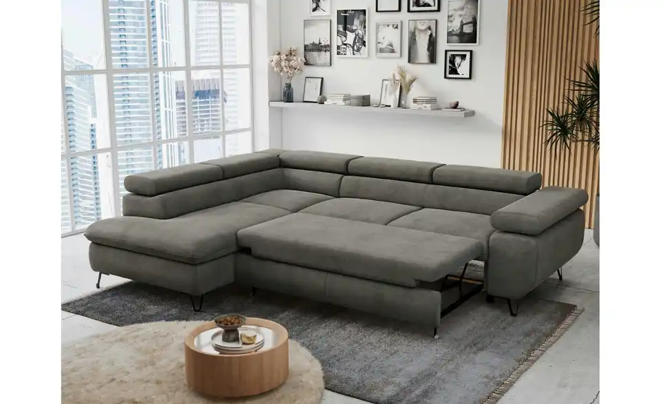 Ecksofa Dunkelgrau Peter, in Wohnsituation