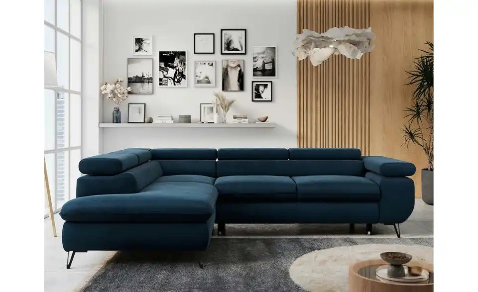 Ecksofa Dunkelblau Peter, in Wohnsituation