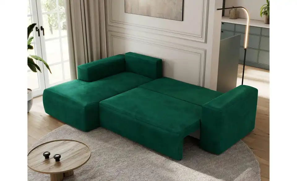 Ecksofa Dunkelgrün, in Wohnsituation