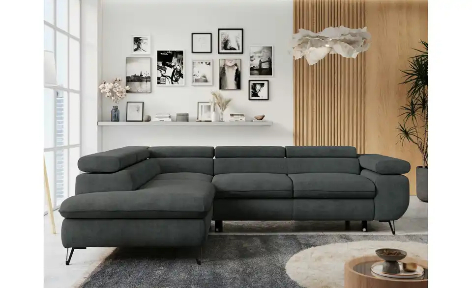 Ecksofa Dunkelgrau Peter, in Wohnsituation