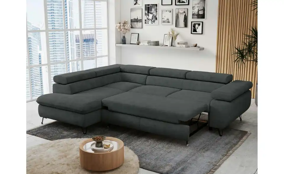 Ecksofa Dunkelgrau Peter, in Wohnsituation