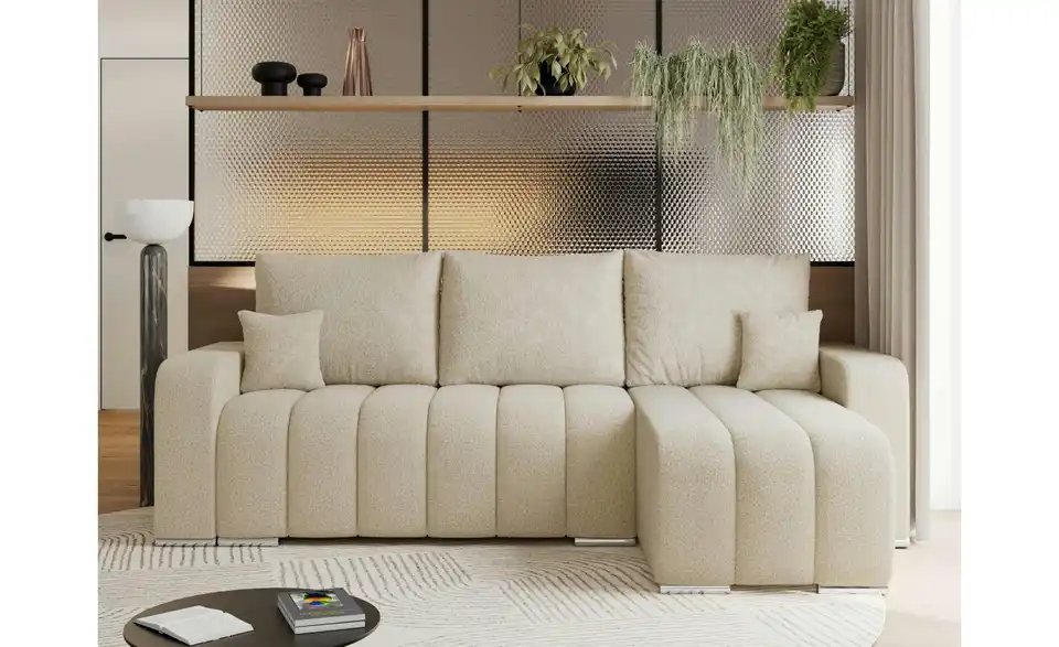 Ecksofa Beige, in Wohnsituation