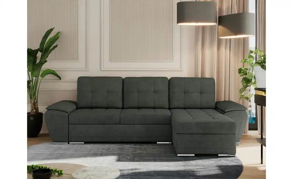 Ecksofa Dunkelgrau, in Wohnsituation