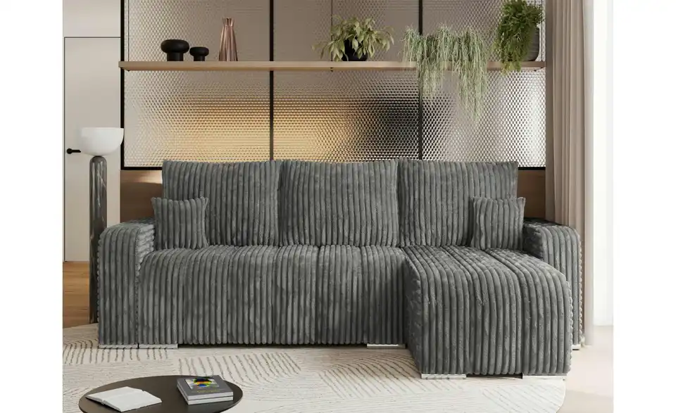 Ecksofa Dunkelgrau, in Wohnsituation