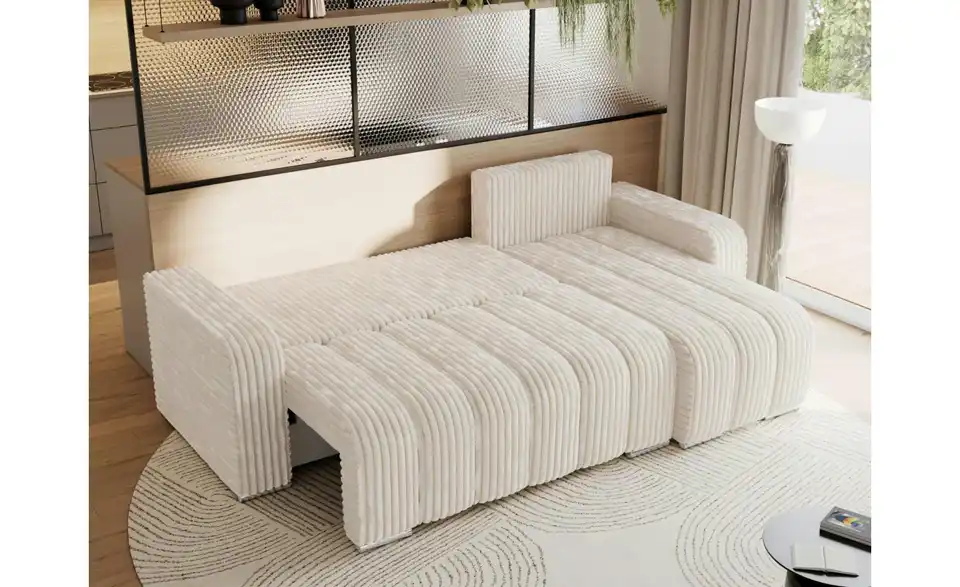 Ecksofa Beige, in Wohnsituation