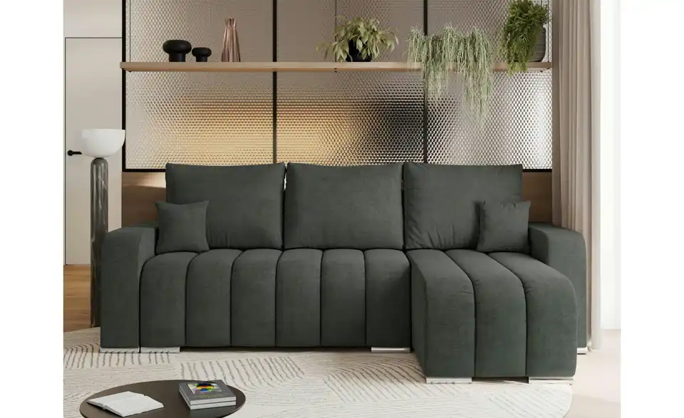 Ecksofa Dunkelgrau, in Wohnsituation