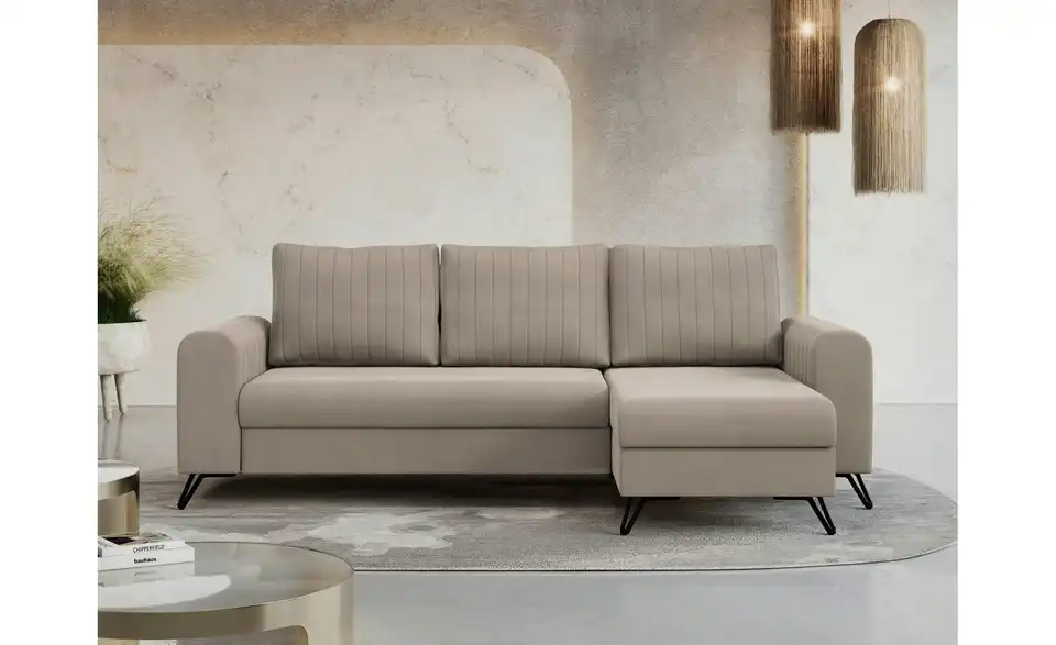 Ecksofa Beige, in Wohnsituation