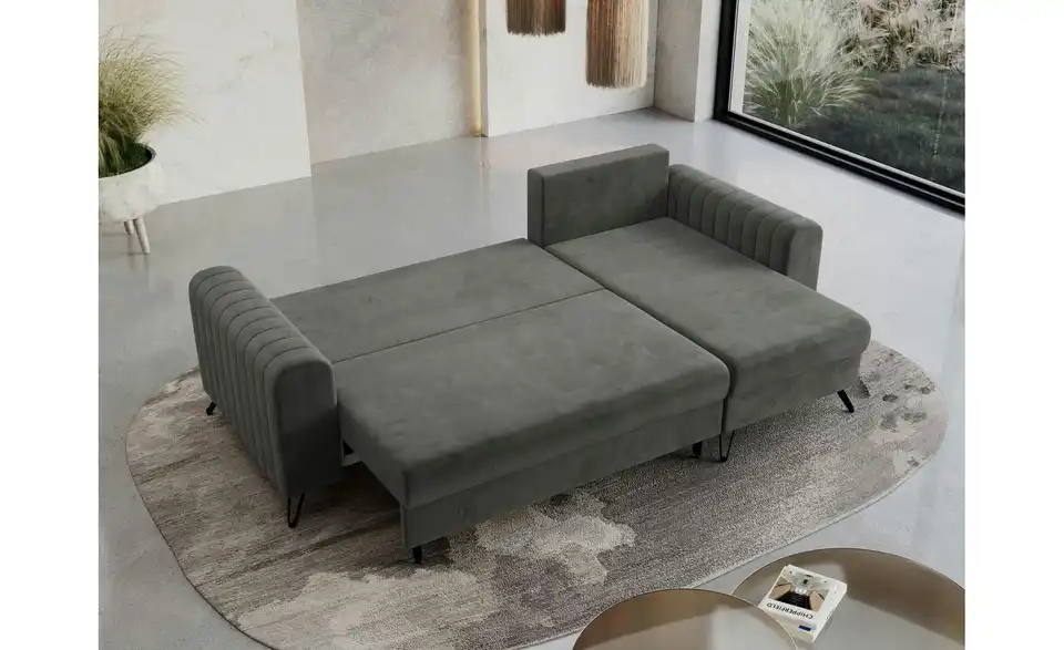 Ecksofa Grau, in Wohnsituation