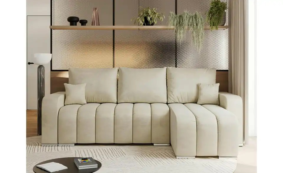 Ecksofa Beige, in Wohnsituation