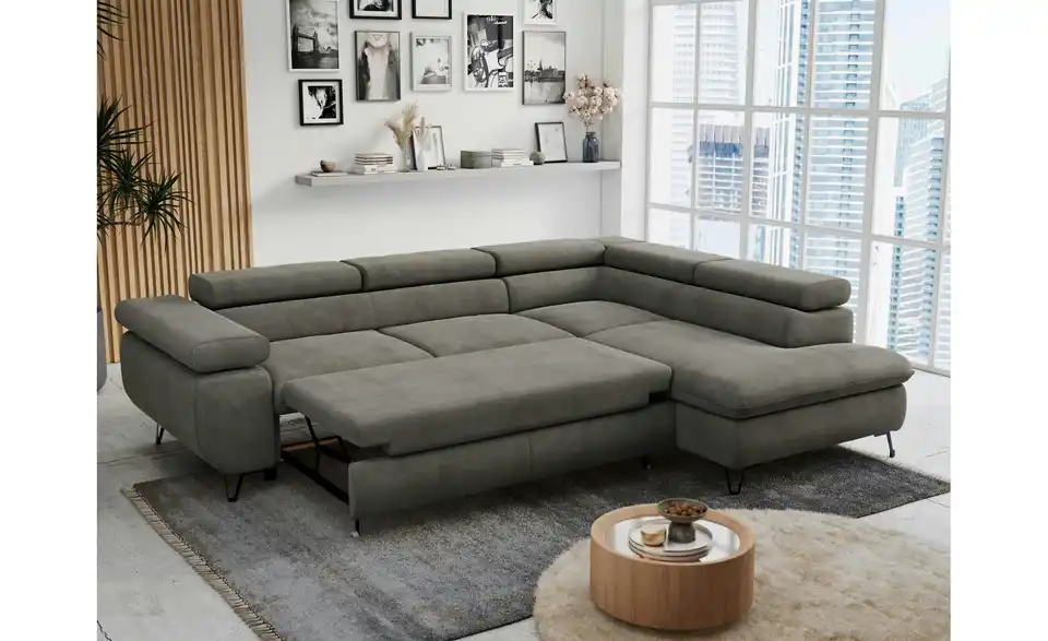 Ecksofa Dunkelgrau Peter, in Wohnsituation