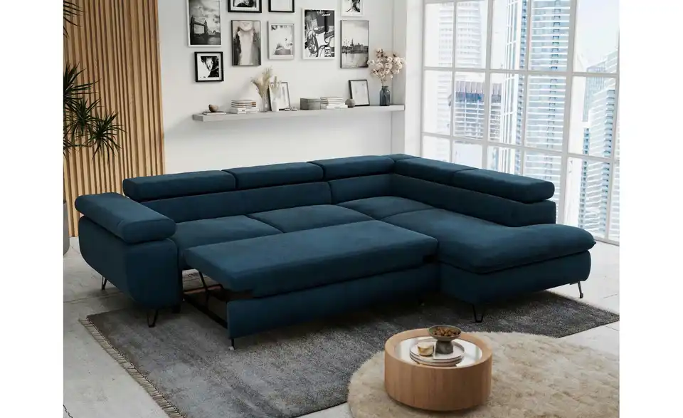 Ecksofa Dunkelblau Peter, in Wohnsituation