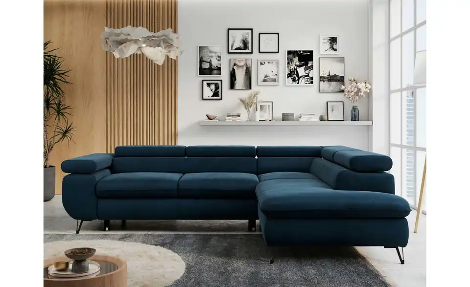 Ecksofa Dunkelblau Peter, in Wohnsituation