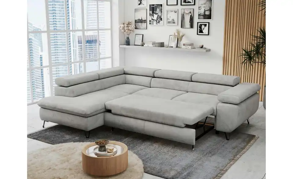 Ecksofa Hellgrau Peter, in Wohnsituation