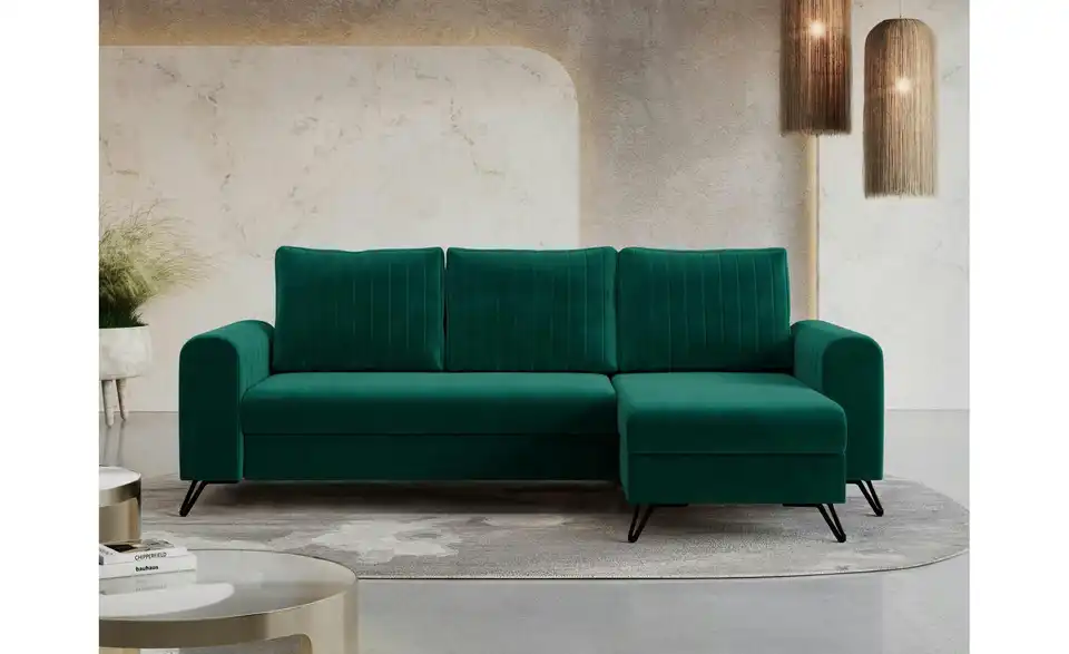 Ecksofa Dunkelgrün, in Wohnsituation