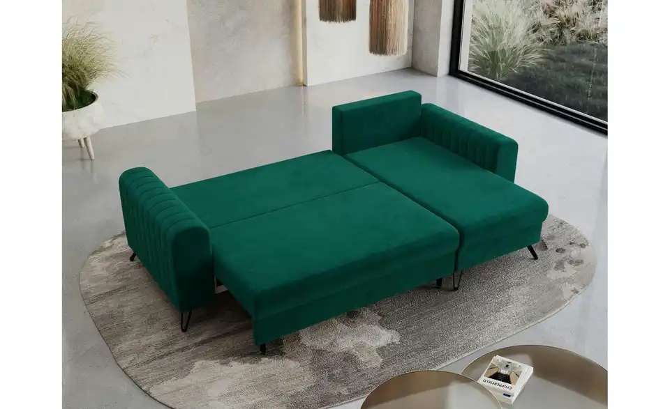 Ecksofa Dunkelgrün, in Wohnsituation