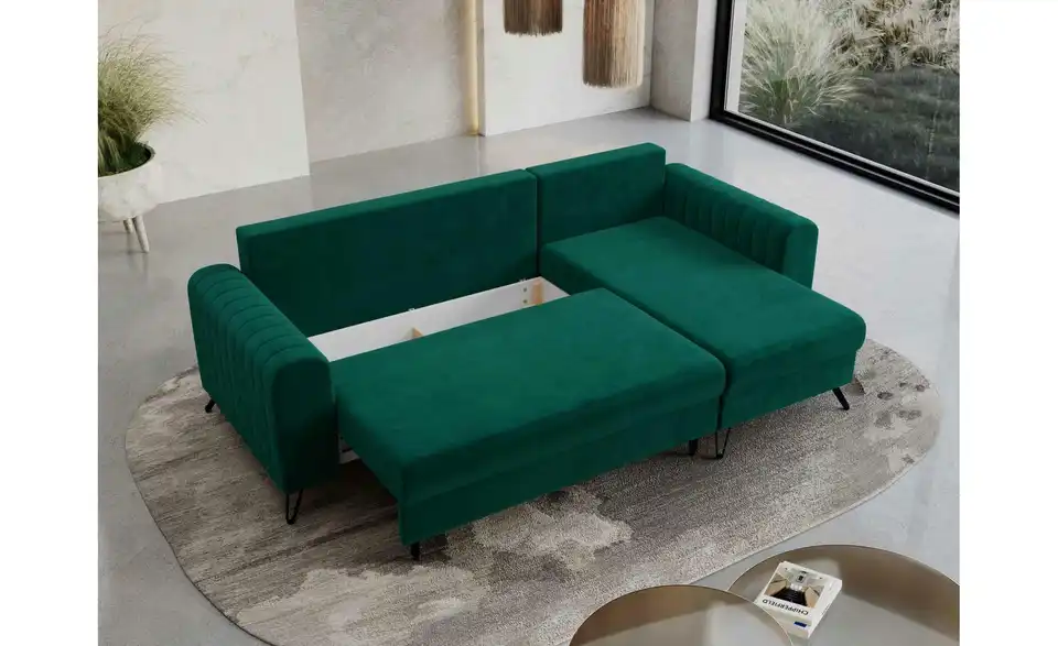 Ecksofa Dunkelgrün, Funktionsansicht